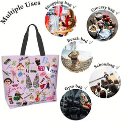 Cartoon Singer Print Tote Bag Lightweight Shopping Bag