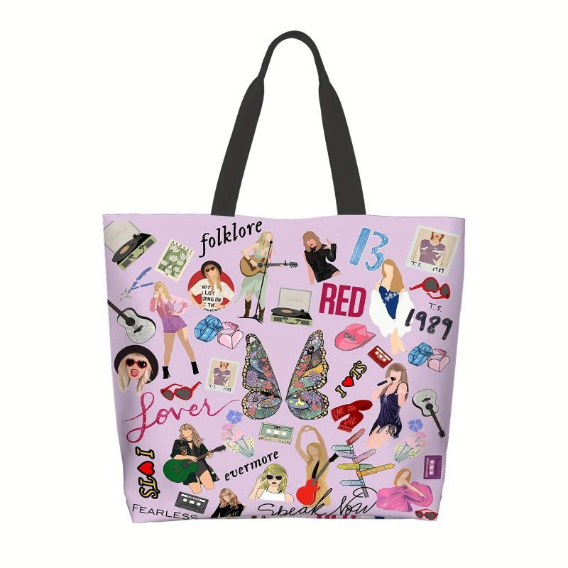 Cartoon Singer Print Tote Bag Lightweight Shopping Bag