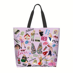 Cartoon Singer Print Tote Bag Lightweight Shopping Bag