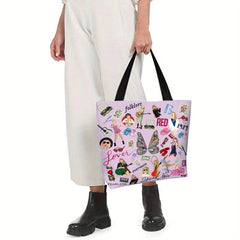 Cartoon Singer Print Tote Bag Lightweight Shopping Bag