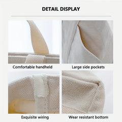 Canvas Tote Bag With Pockets Portable Storage Handbag