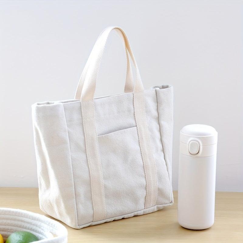 Canvas Tote Bag With Pockets Portable Storage Handbag