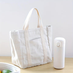 Canvas Tote Bag With Pockets Portable Storage Handbag