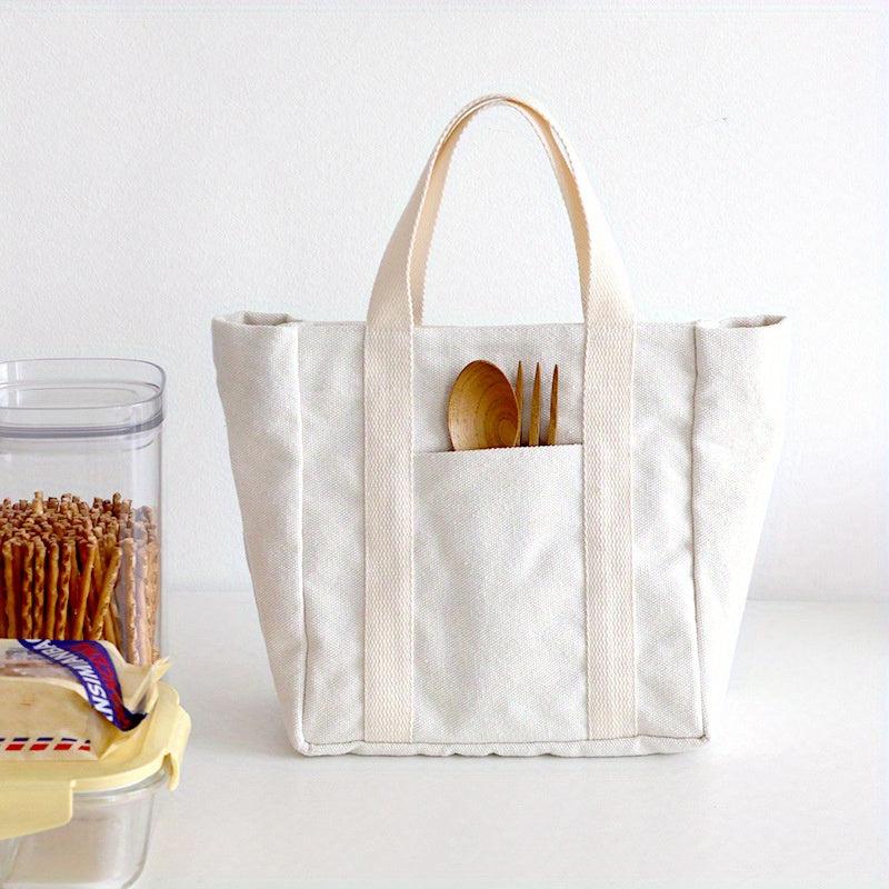 Canvas Tote Bag With Pockets Portable Storage Handbag