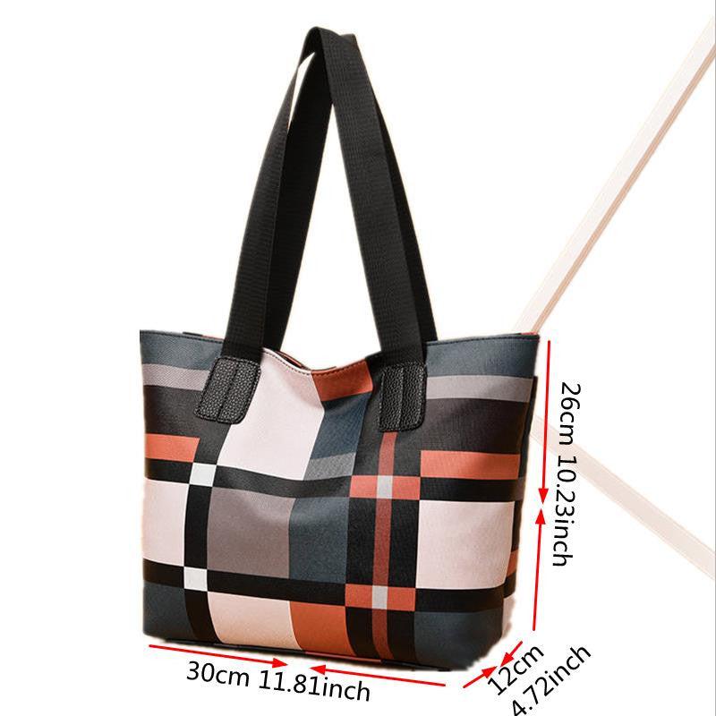 Large Capacity Pattern Tote Shoulder Bag with Zipper
