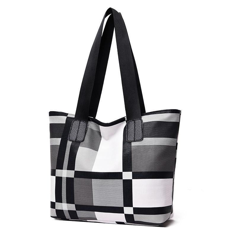Large Capacity Pattern Tote Shoulder Bag with Zipper