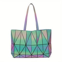 Geometric Luminous Shoulder Bag Women's Casual Handbag & Purse
