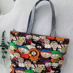 Floral Print Canvas Tote Bag Lightweight Shopping Bag Women's Large Shoulder Bag