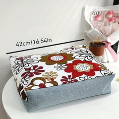 Floral Print Canvas Tote Bag Lightweight Shopping Bag Women's Large Shoulder Bag