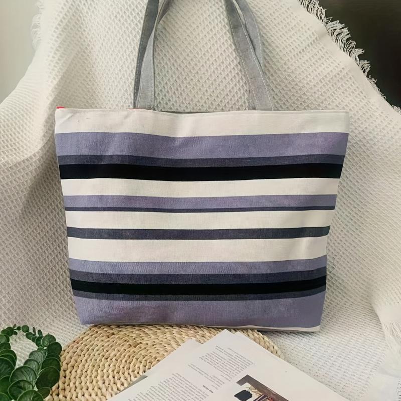 Floral Print Canvas Tote Bag Lightweight Shopping Bag Women's Large Shoulder Bag