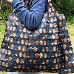 Cartoon Monkey Pattern Foldable Tote Bag Large Capacity Lightweight Shoulder Bag