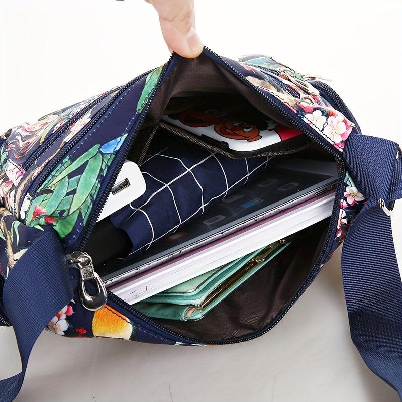 Floral Pattern Crossbody Bag Nylon Shoulder Bag Women's Gift