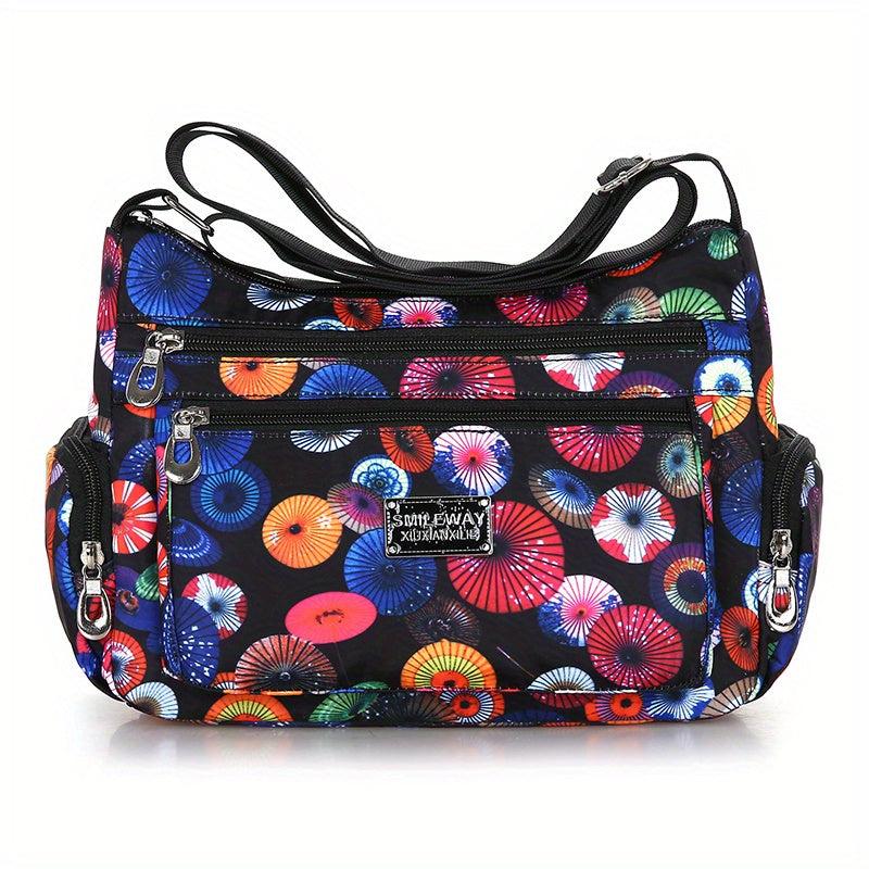Floral Pattern Crossbody Bag Nylon Shoulder Bag Women's Gift