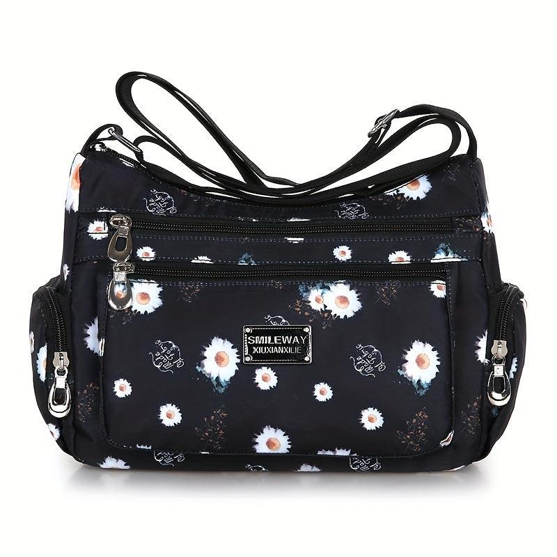 Floral Pattern Crossbody Bag Nylon Shoulder Bag Women's Gift