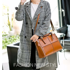 Vintage Plaid Tote Bag Classic Satchel Large Capacity Office Bag