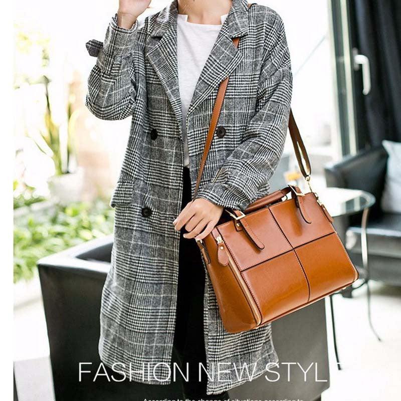 Vintage Plaid Tote Bag Classic Satchel Large Capacity Office Bag