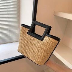 Woven Beach Bag Large Capacity Seaside Tote For Vacation