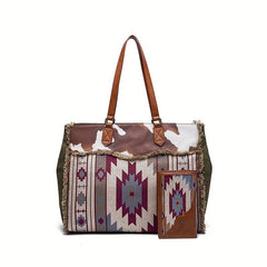Retro Style Casual Bag Sets Large Capacity Tote Bag With Purse