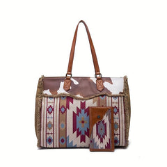 Retro Style Casual Bag Sets Large Capacity Tote Bag With Purse