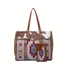 Retro Style Casual Bag Sets Large Capacity Tote Bag With Purse