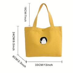 Cat Pattern Canvas Tote Bag Large Capacity Shopping Bag