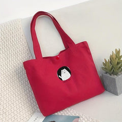 Cat Pattern Canvas Tote Bag Large Capacity Shopping Bag