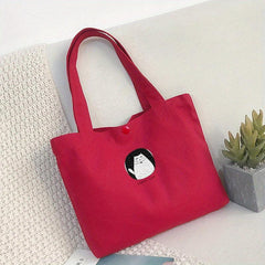 Cat Pattern Canvas Tote Bag Large Capacity Shopping Bag