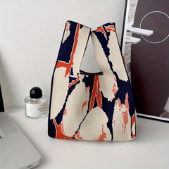 Colorblock Crochet Bag Knitted Tote Handbag For Beach