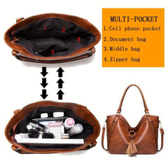 Women Handbags Tote Bag Soft Leather Large Capacity Casual Ladies Shoulder Cross