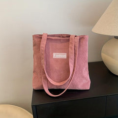 Corduroy Shoulder Bag Literary Student Tote Bag