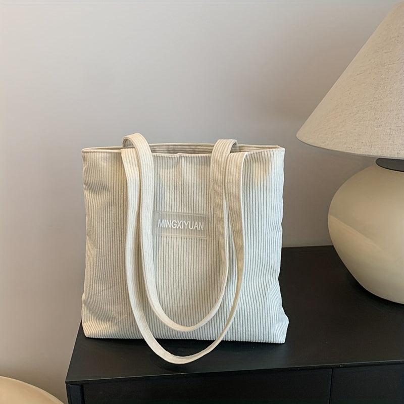 Corduroy Shoulder Bag Literary Student Tote Bag