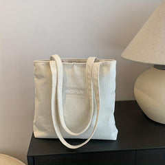 Corduroy Shoulder Bag Literary Student Tote Bag