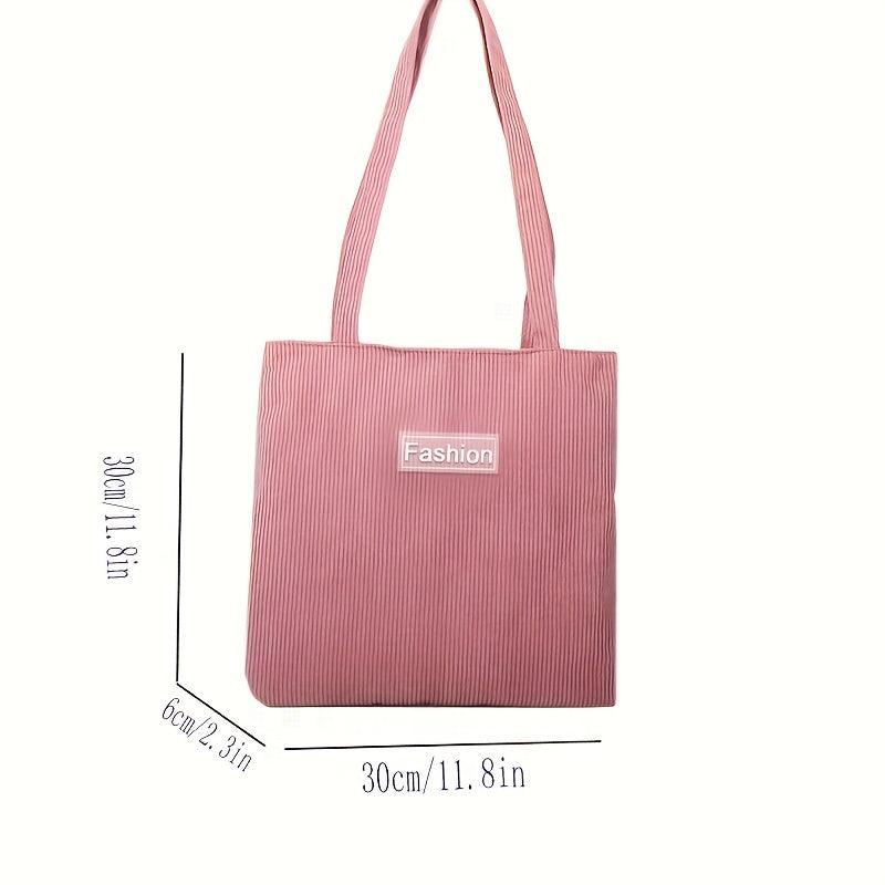Corduroy Shoulder Bag Literary Student Tote Bag