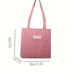 Corduroy Shoulder Bag Literary Student Tote Bag