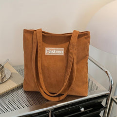 Corduroy Shoulder Bag Literary Student Tote Bag