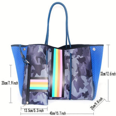 Neoprene Waterproof Stripe Camo Shoulder Bag With Small Purse
