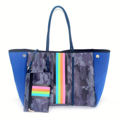Neoprene Waterproof Stripe Camo Shoulder Bag With Small Purse