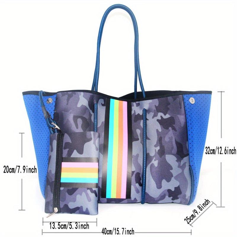 Neoprene Waterproof Stripe Camo Shoulder Bag With Small Purse