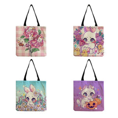 Bunny Print Canvas Bag Lightweight Shoulder Bag