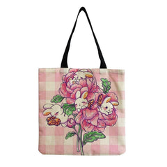 Bunny Print Canvas Bag Lightweight Shoulder Bag