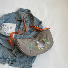 Rabbit Embroidered Hobo Bag Large Capacity Crossbody Bag Women's Casual Handbag