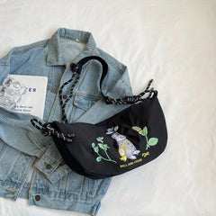 Rabbit Embroidered Hobo Bag Large Capacity Crossbody Bag Women's Casual Handbag