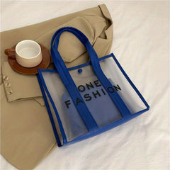 PVC Tote Bag Set Waterproof Beach Bag Letter Print Shoulder Bag 2Pcs