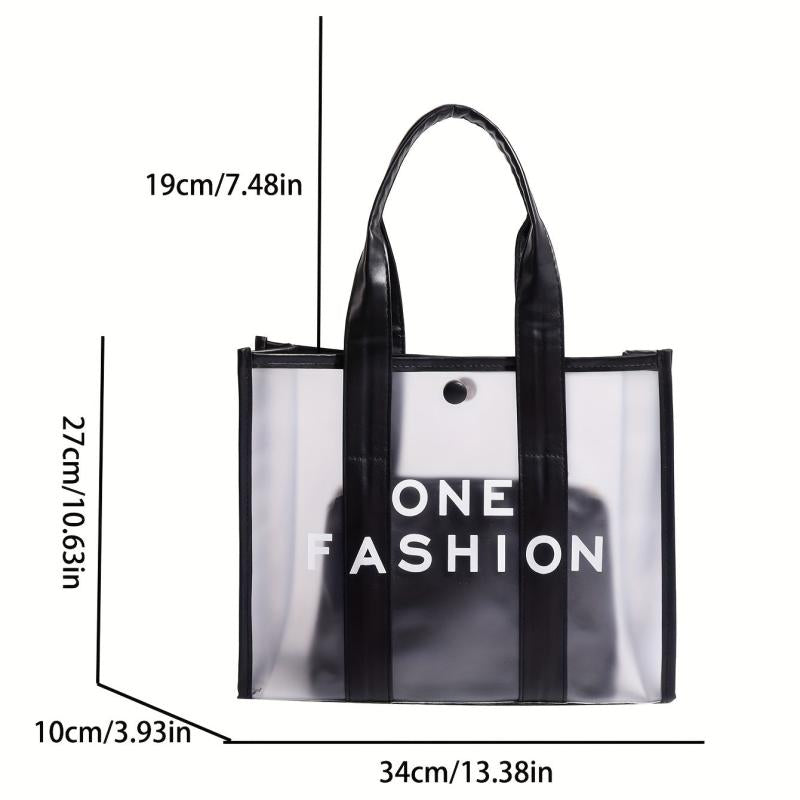PVC Tote Bag Set Waterproof Beach Bag Letter Print Shoulder Bag 2Pcs