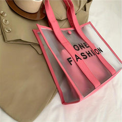 PVC Tote Bag Set Waterproof Beach Bag Letter Print Shoulder Bag 2Pcs