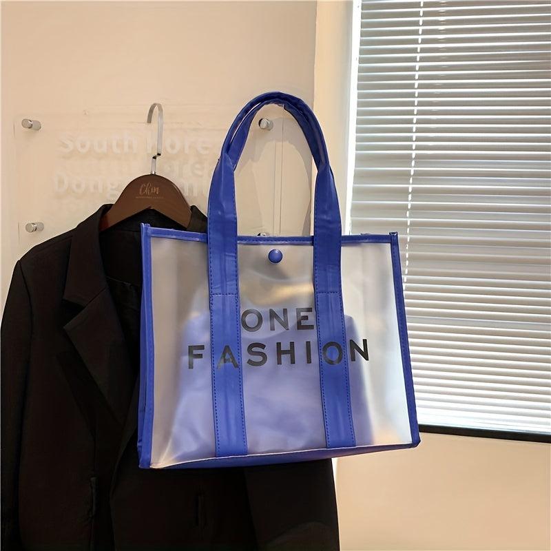PVC Tote Bag Set Waterproof Beach Bag Letter Print Shoulder Bag 2Pcs