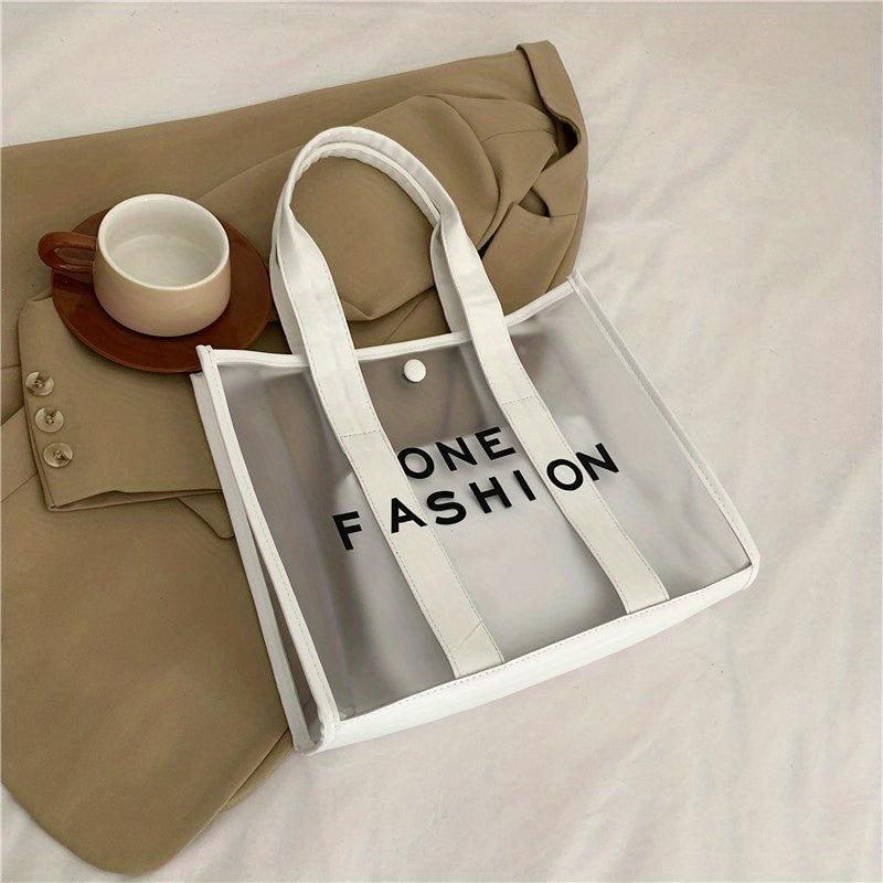 PVC Tote Bag Set Waterproof Beach Bag Letter Print Shoulder Bag 2Pcs
