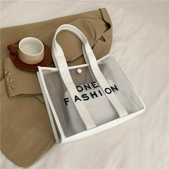 PVC Tote Bag Set Waterproof Beach Bag Letter Print Shoulder Bag 2Pcs