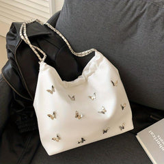Butterfly Bucket Bag Chain Crossbody Purse Drawstring Shoulder Y2K