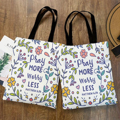 Floral Print Canvas Bag Lightweight Shoulder Bag Handbag For Work